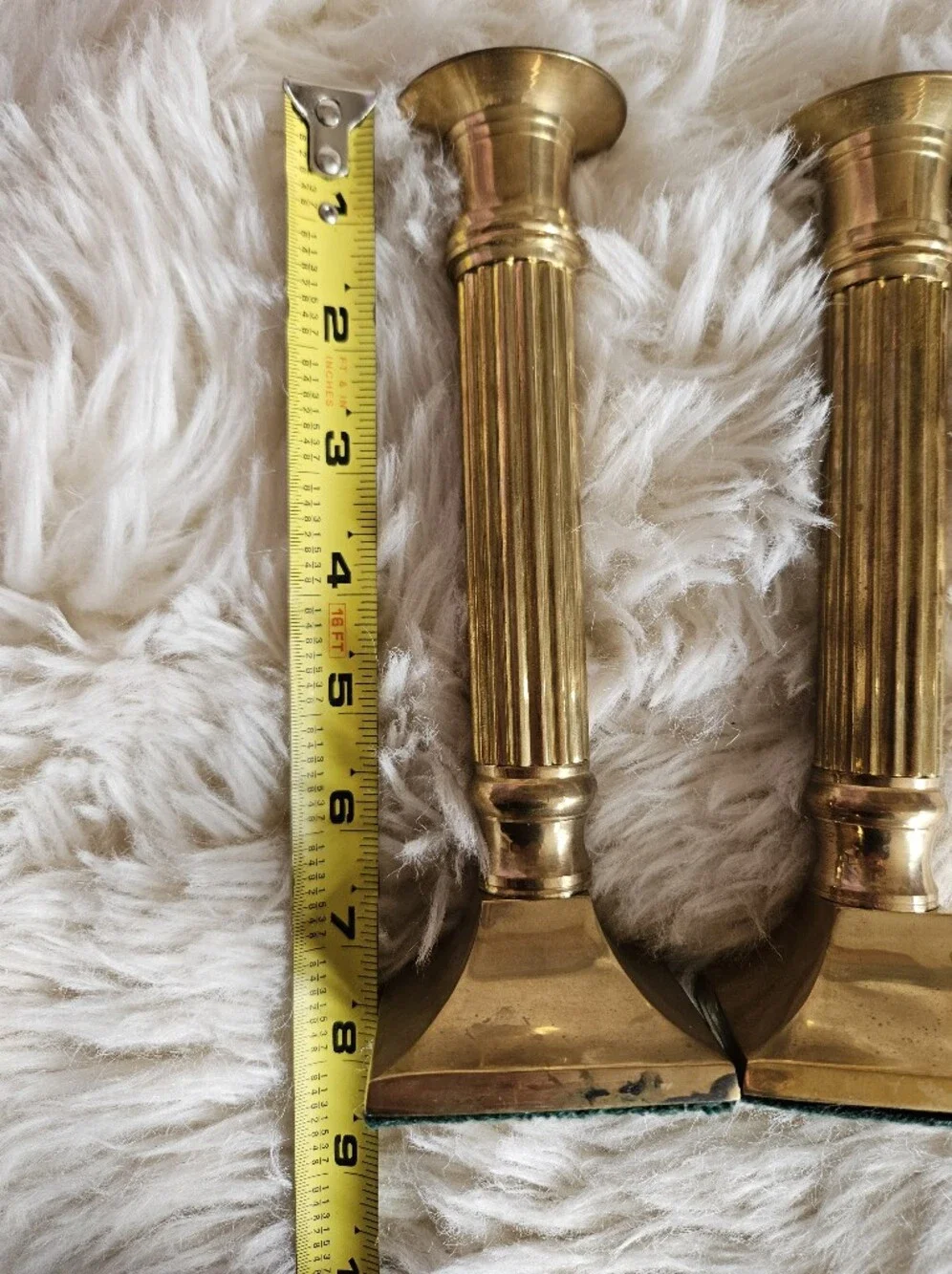 Vintage Gatco Brass Candlesticks, Fluted Pillar Candle Holders, Set of 2